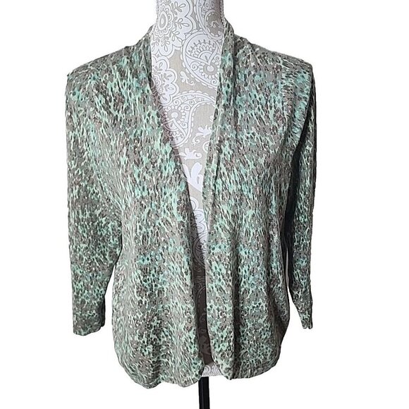 Soft Surroundings Cardigan Open Brown Green Rayon Nylon Women's XL - Picture 1 of 7